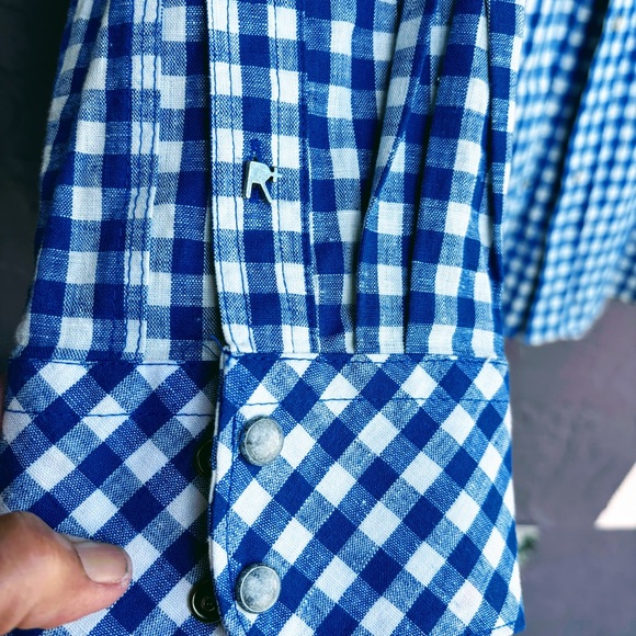 Rocawear Men’s Blue/White Checkered Western Style, LS, Snap Front Shirt,NWT 4X - Picture 12 of 15